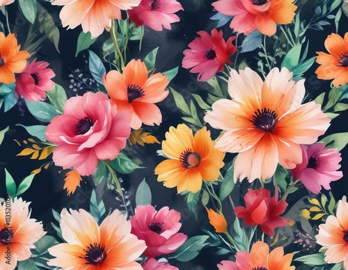 Wallpaper Mural Abstract watercolor flowers with bold brushstrokes and vibrant colors, contemporary art, bold styles, artistic arrangements Torontodigital.ca