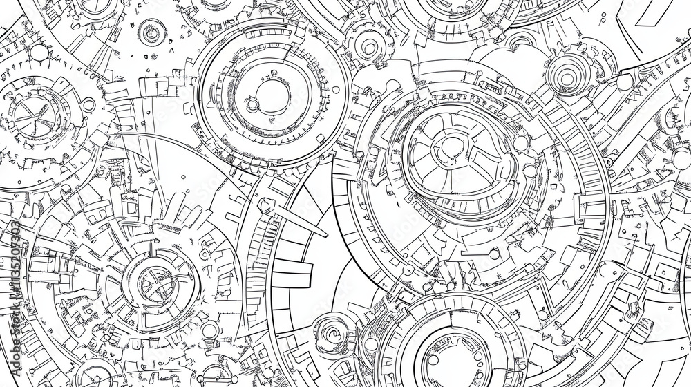 Obraz premium Intricate steampunk design featuring gears, cogs, and machinery elements, showcasing complex mechanical aesthetic