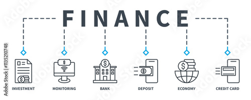 Finance banner web icon vector illustration concept for business and finance with an icon of the investment, monitoring, bank, deposit, economy, and credit card