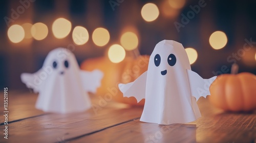 Paper Ghosts and Pumpkins Halloween Decor