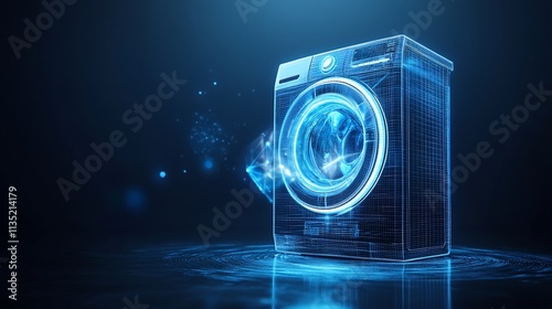 Futuristic wireframe washing machine.