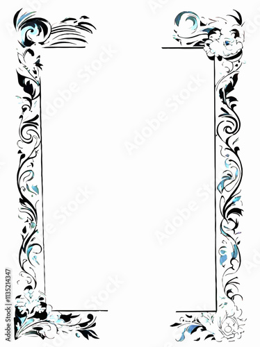 floral ornate.frame sketch with blank area vector illustration