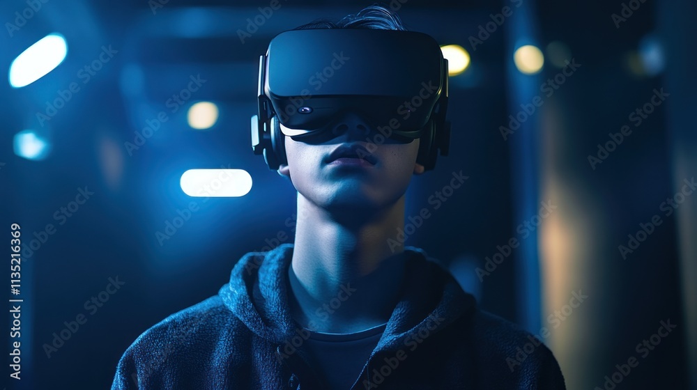 Immersive Virtual Reality Experience: A Young Man Exploring the Metaverse Immersive Virtual Reality Experience: A Young Man Exploring the Metaverse