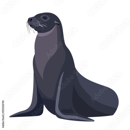 Flat vector sea lion, minimalist design, isolated on a white background.

