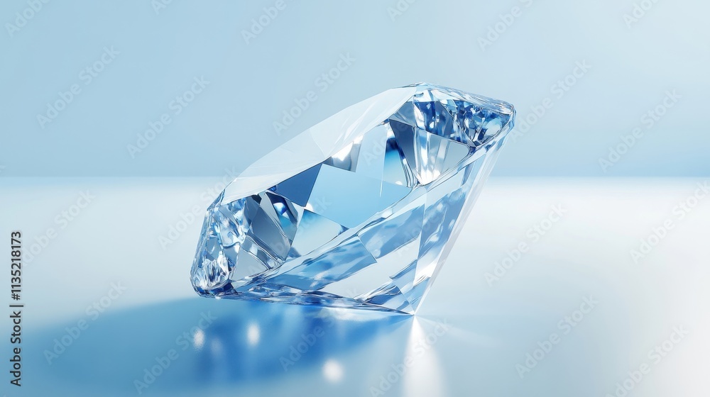 Shining Diamond on Soft Blue Background Shining Diamond on Soft Blue Background