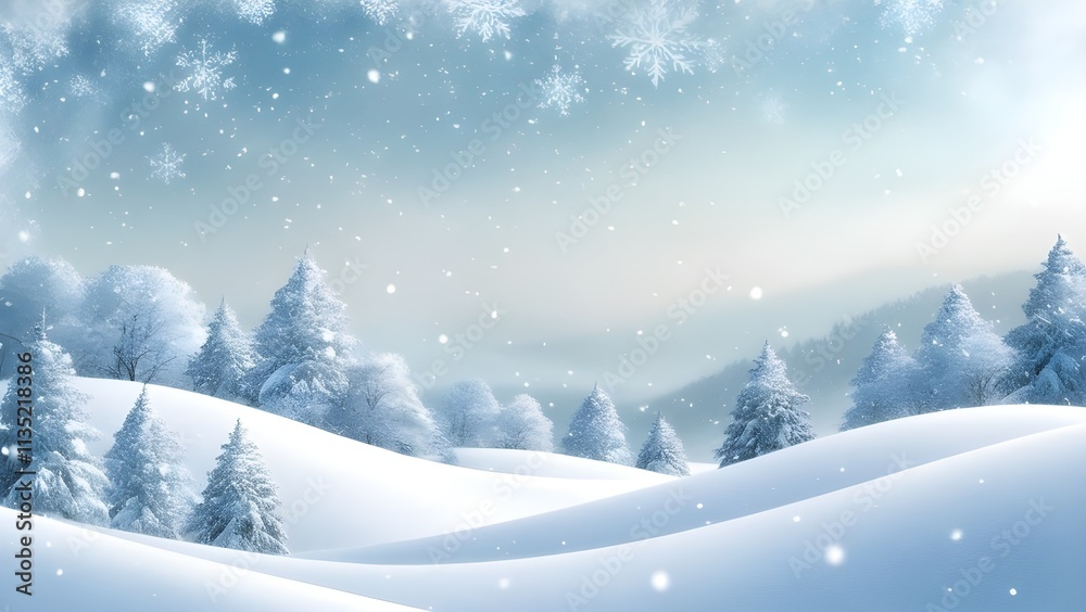 Fototapeta premium An isolated scene of winter snow on a clear backdrop