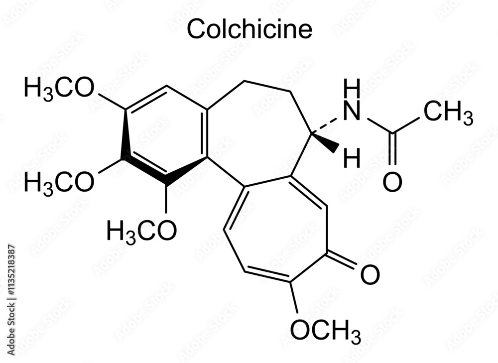 Chemical structure of colchicine, drug substance Chemical structure of colchicine, drug substance