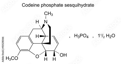 Chemical structure of codeine phosphate sesquihydrate, drug substance