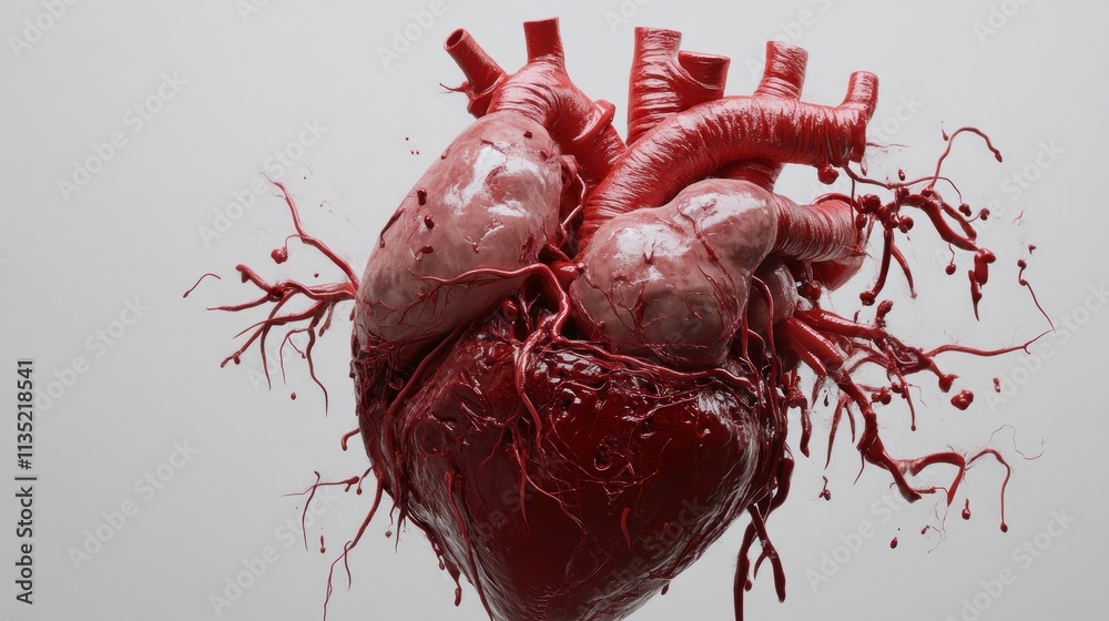 A Red Heart Anatomical Model with Vessels A Red Heart Anatomical Model with Vessels