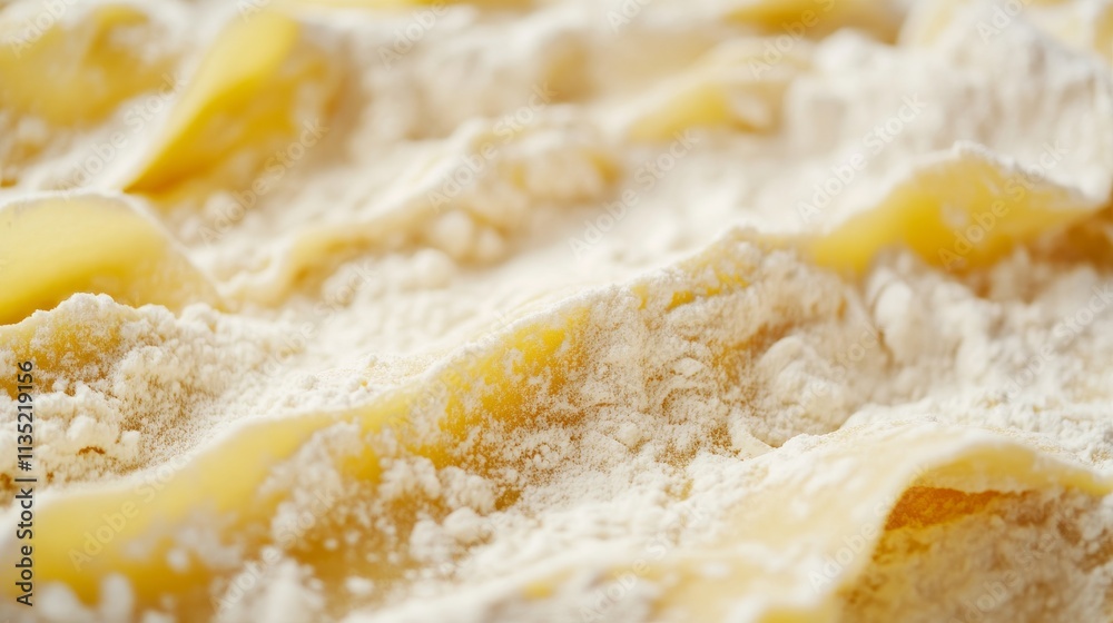 Flour-dusted lasagna sheets captured in a close-up view, emphasizing their texture and readiness for a homemade Italian meal, highlighting food artistry in detail.. AI Generation Flour-dusted lasagna sheets captured in a close-up view, emphasizing their texture and readiness for a homemade Italian meal, highlighting food artistry in detail.. AI Generation