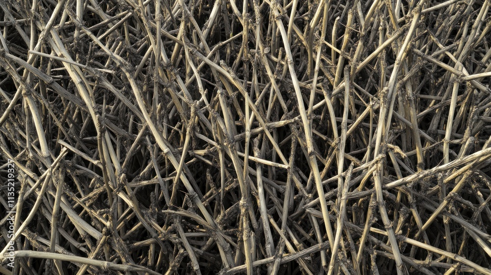 Dried stalks of plants densely packed together. Dried stalks of plants densely packed together.