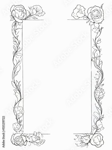 floral lineart frame pattern