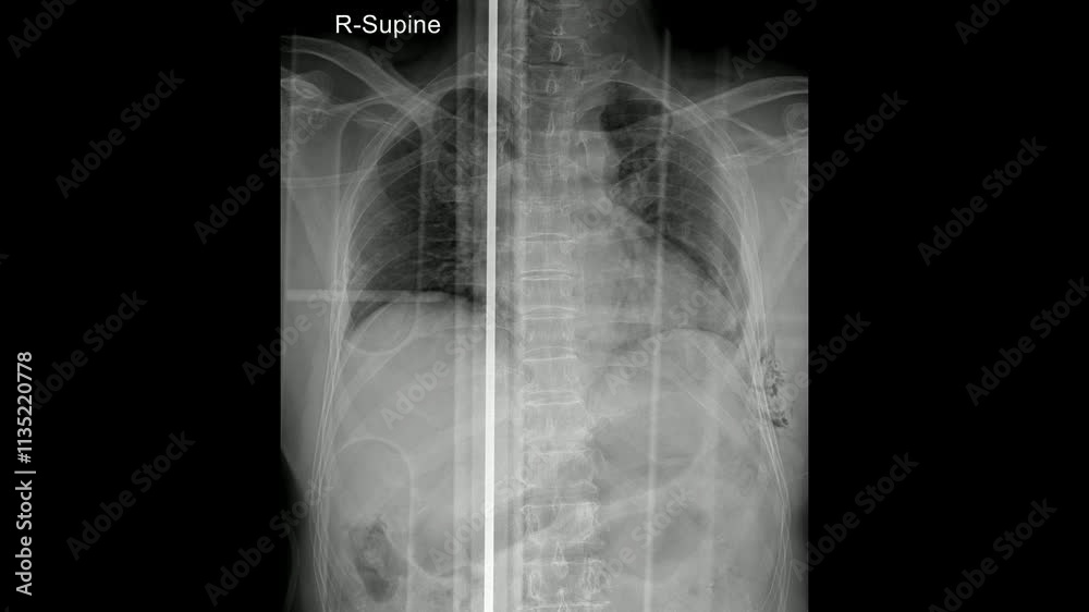 Chest X-Ray of Accident Patient - Trauma Imaging for Emergency Diagnosis Chest X-Ray of Accident Patient - Trauma Imaging for Emergency Diagnosis