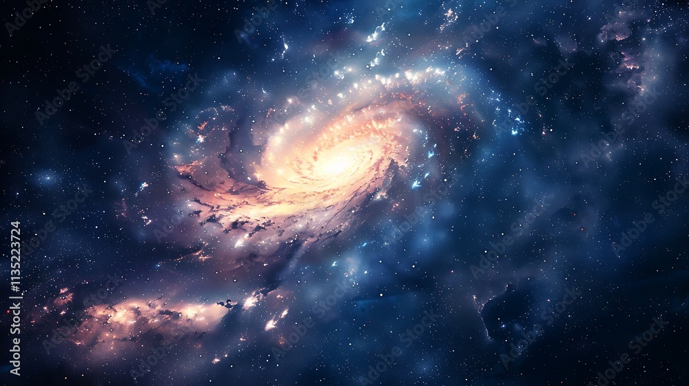 Fototapeta premium Cosmic Spiral Galaxy: A Celestial Tapestry of Stars and Nebulae
