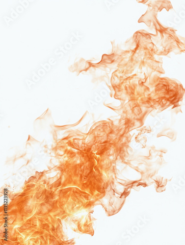 Bright Flame on White Background for Creative Use