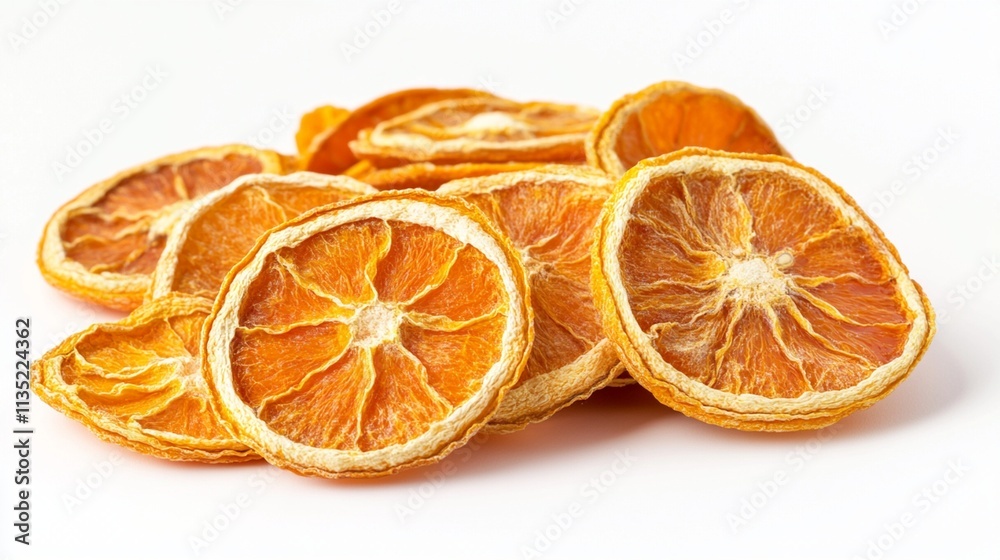 Dried Orange Slices for Decorative and Culinary Uses on Isolated White Background Dried Orange Slices for Decorative and Culinary Uses on Isolated White Background