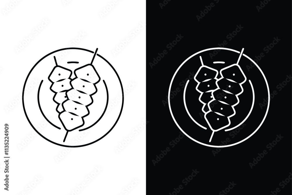 Kebabs icon vector on White Background ,Vector Art Illustration on white background. Kebabs icon vector on White Background ,Vector Art Illustration on white background.