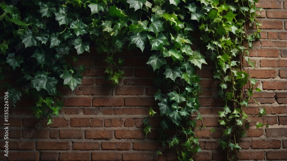 Ivy vines climb a rustic brick wall in a serene outdoor environment showcasing vibrant greenery Ivy vines climb a rustic brick wall in a serene outdoor environment showcasing vibrant greenery