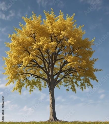 Sycamore Maple Tree in Full Bloom with Isolated Branches, isolated, branches, white background photo