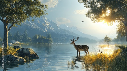 Wildlife Background: Stunning wildlife backgrounds, featuring diverse natural habitats, from jungles and mountains to oceans and deserts, for creative projects. - photo