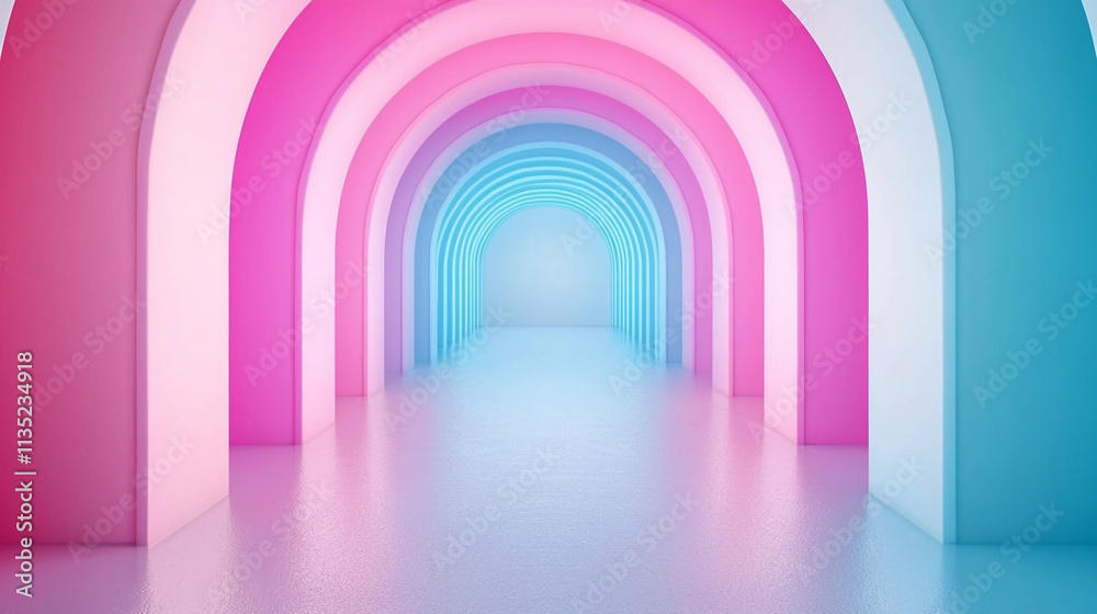Colorful archway with gradient hues in pink and blue, creating a vivid modern abstract background. Colorful archway with gradient hues in pink and blue, creating a vivid modern abstract background.