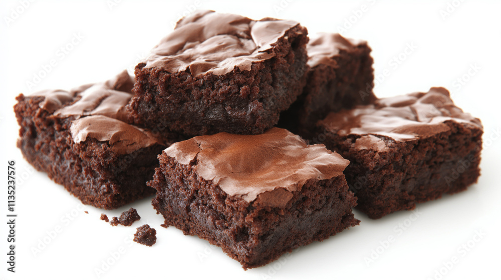 Studio Shot of Fudgy Brownies with a Glossy Top
