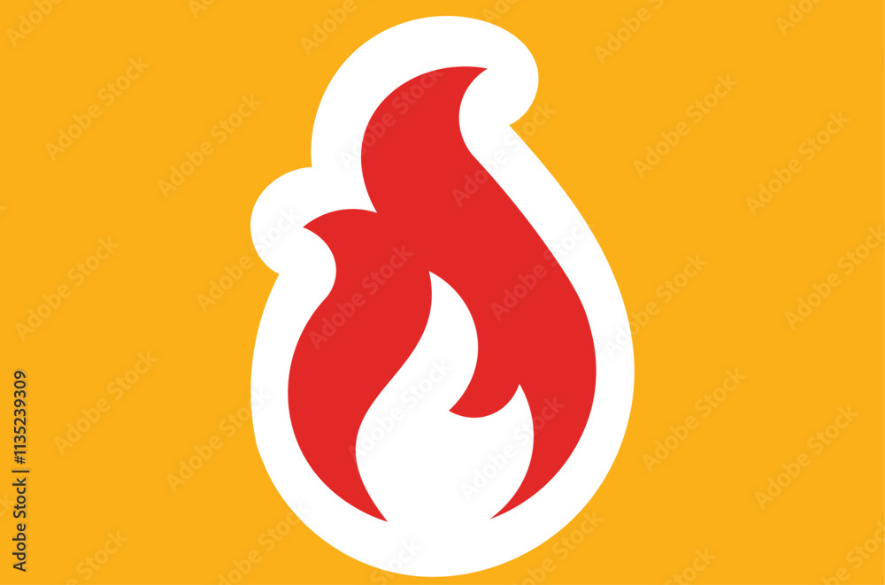 Flame icon with yellow background Flame icon with yellow background