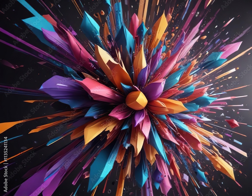 Fototapeta premium Fast-paced kinetic motion of colorful shapes and patterns, motion blur, psychedelic colors