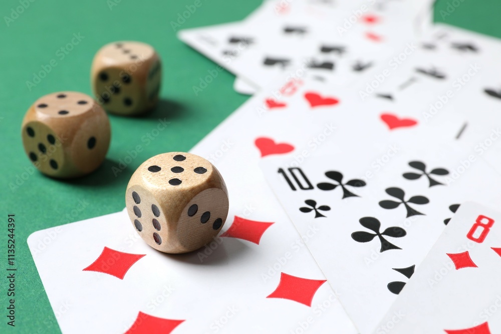 Playing cards with cubes. Gambling concept Playing cards with cubes. Gambling concept