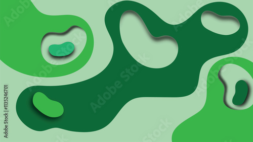 Abstract Green fluid blob shapes with liquid flowing concept vector illustration.