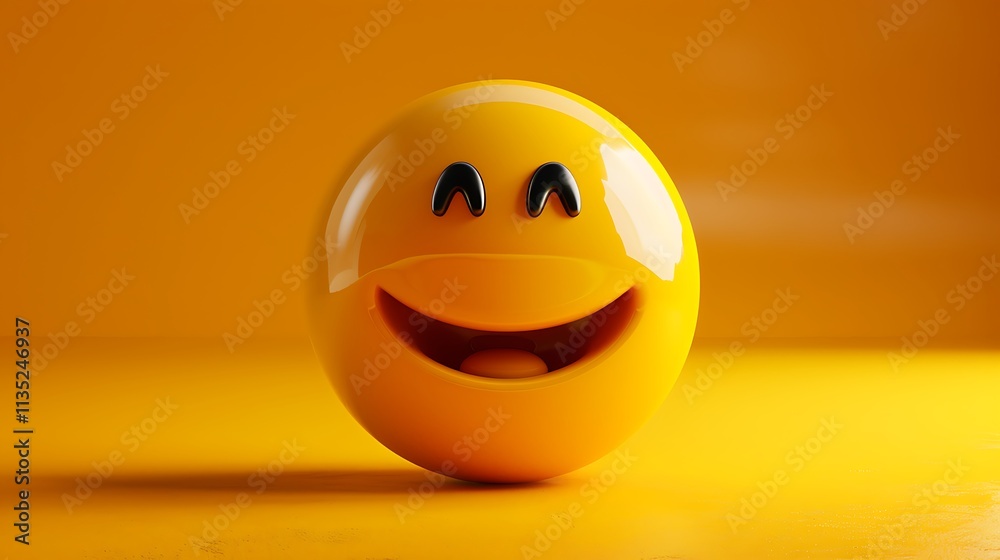 3D yellow emoji with gleeful grin, wide smile, HD, yellow gradient 3D yellow emoji with gleeful grin, wide smile, HD, yellow gradient