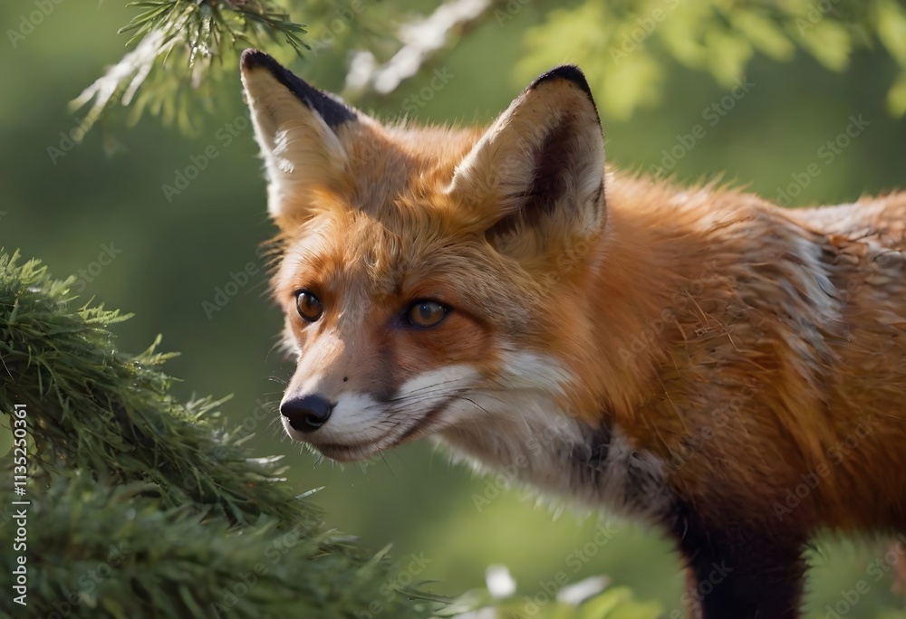 Obraz premium The Red Fox,Vulpes vulpes.A Red Fox Blends with Jungle Serenity