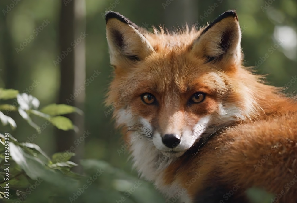 Fototapeta premium The Red Fox,Vulpes vulpes.A Red Fox Blends with Jungle Serenity