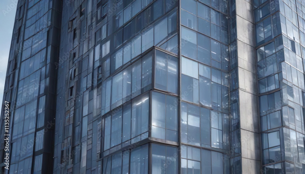 Obraz premium High-rise building with reflective glass and metal facade, skyscraper, modern office building