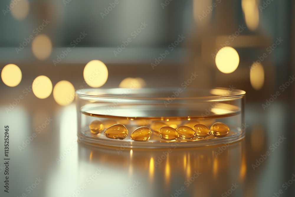 Close-up view of embryos developing in a petri dish with soft lighting effects and blurred background elements Close-up view of embryos developing in a petri dish with soft lighting effects and blurred background elements