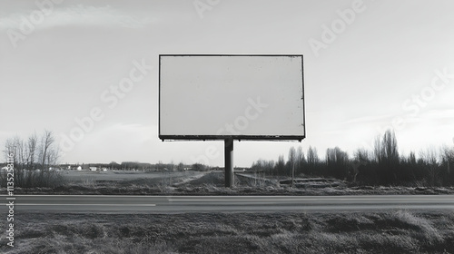 Empty black and white public advertising billboard by the roadside4k image photo