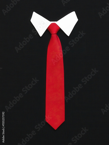 Minimalist Red Tie and Shirt on Dark Background