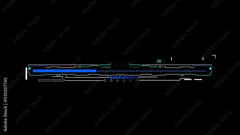 Futuristic loading conceptual animation, background for video intro, science fiction and hi-tech shapes for holographic user interface design
