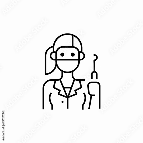 famale dentist icon sign vector