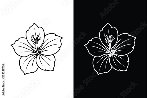 Tropical Elegance. Clean Hibiscus Flower line Icon for Modern Designs