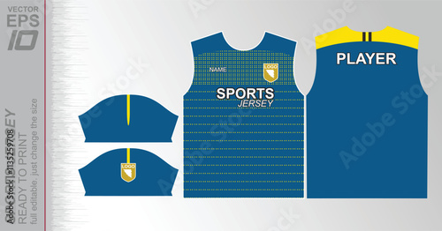 Modern ready-to-print jersey design with dynamic lines and vibrant colors. Perfect for football, basketball, cycling, or sportswear. High-quality, customizable vector file for instant printing.