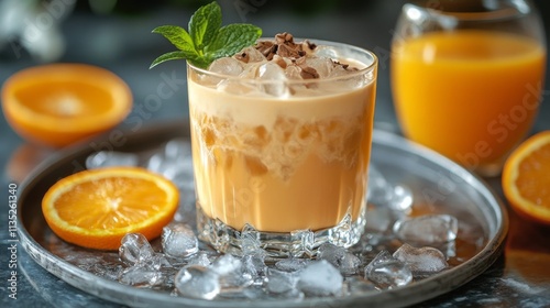 Refreshing beverages served on a wooden table in a sunny cafe setting