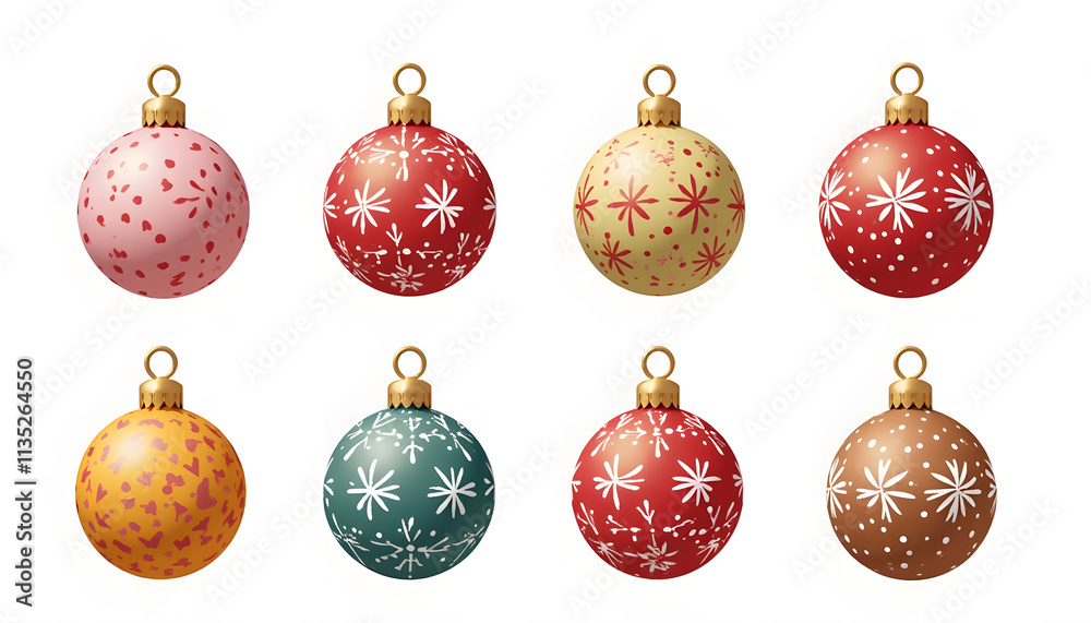 Collection of Colorful Christmas Baubles Isolated Collection of Colorful Christmas Baubles Isolated