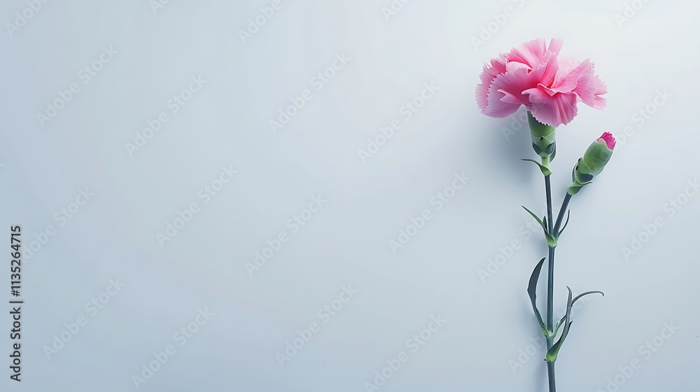 A pink carnation flower carefully isolated on a white background A pink carnation flower carefully isolated on a white background