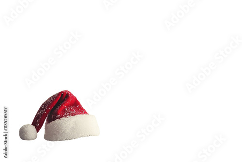 Festive Christmas santa hat isolated on a plain background white background. transparent PNG background.