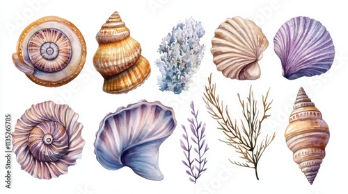 Watercolor Seashell Collection photo