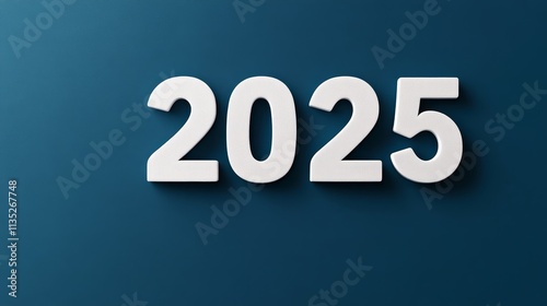 New Year 2025 Background - White 2025 digits on dark blue, symbolizing future, progress, planning, time, and new beginnings.