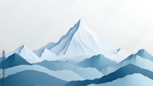 Serene Papercut Mountain Range: A Blue Hues Landscape photo