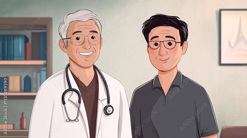 Heartwarming Moment: Happiness of a Senior Male Doctor with His Asian Male Patient, Perfect for Health and Well-being Campaigns Heartwarming Moment: Happiness of a Senior Male Doctor with His Asian Male Patient, Perfect for Health and Well-being Campaigns