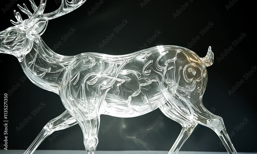 Crystal Clear Reindeer Sculpture: A Translucent Glass Animal Figurine Crystal Clear Reindeer Sculpture: A Translucent Glass Animal Figurine